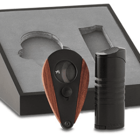 Xikar Ellipse Ligther III Black & Xi3 Phantom Redwood Cutter Gift Set - Cigar