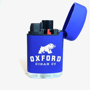 Oxford Single Jet Lighter Blue Side Open