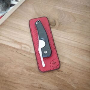 italian red racing leather sheath for le petit cigar cutter