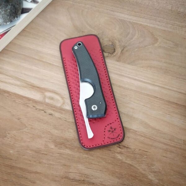 italian red racing leather sheath for le petit cigar cutter
