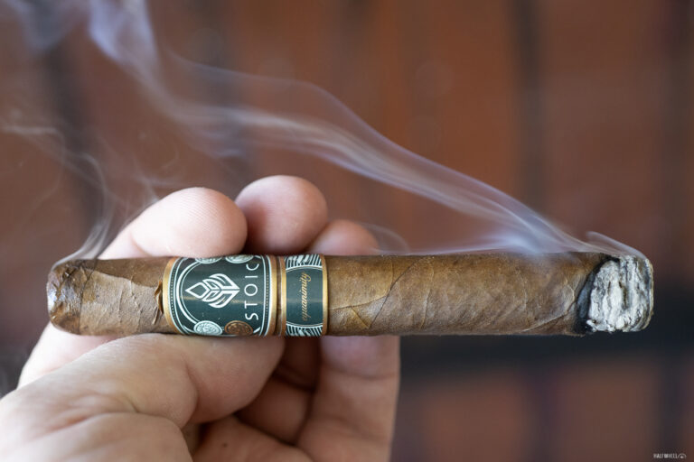 Stoic Equanimity Moderation Hand holding a smoking cigar.