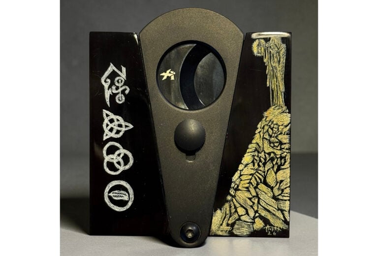 Scrim By Hutch’s Newest Cutter Inspired By Led Zeppelin Scrim by HutcH Zeppelin IV cigar cutter feature 768x520 PR25VU