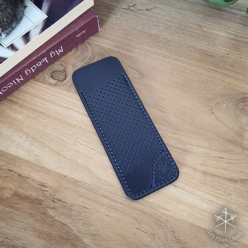 Petrol Blue Racing Leather Sheath For Les Fines Lames Cutter Petrol Blue Racing Leather Sheath for Les Fines Lames Cutter