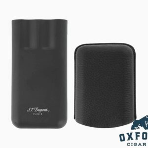 S.t. Dupont Black Grained And Matt Triple Cigar Case S.T. Dupont BLACK GRAINED AND MATT TRIPLE CIGAR CASE Open