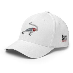 Lure Cigars Iconic Smoking Lure Flex-Fit Cap closed back structured cap white left front 659c3f087e18e