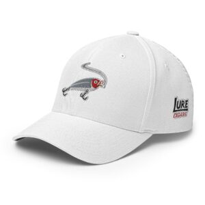 Lure Cigars Iconic Smoking Lure Flex-Fit Cap closed back structured cap white left front 659c403e5fd15