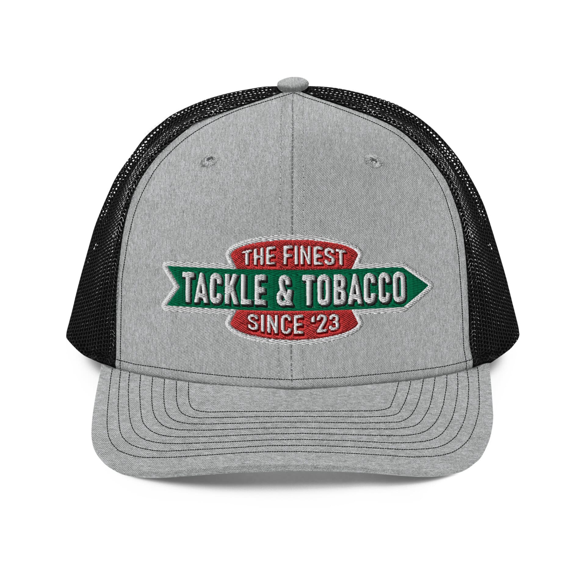 Lure Cigars Tackle &Amp; Tobacco Snapback Hat snapback-trucker-cap-heather-grey-black-front-65a1f539ccc49.jpg