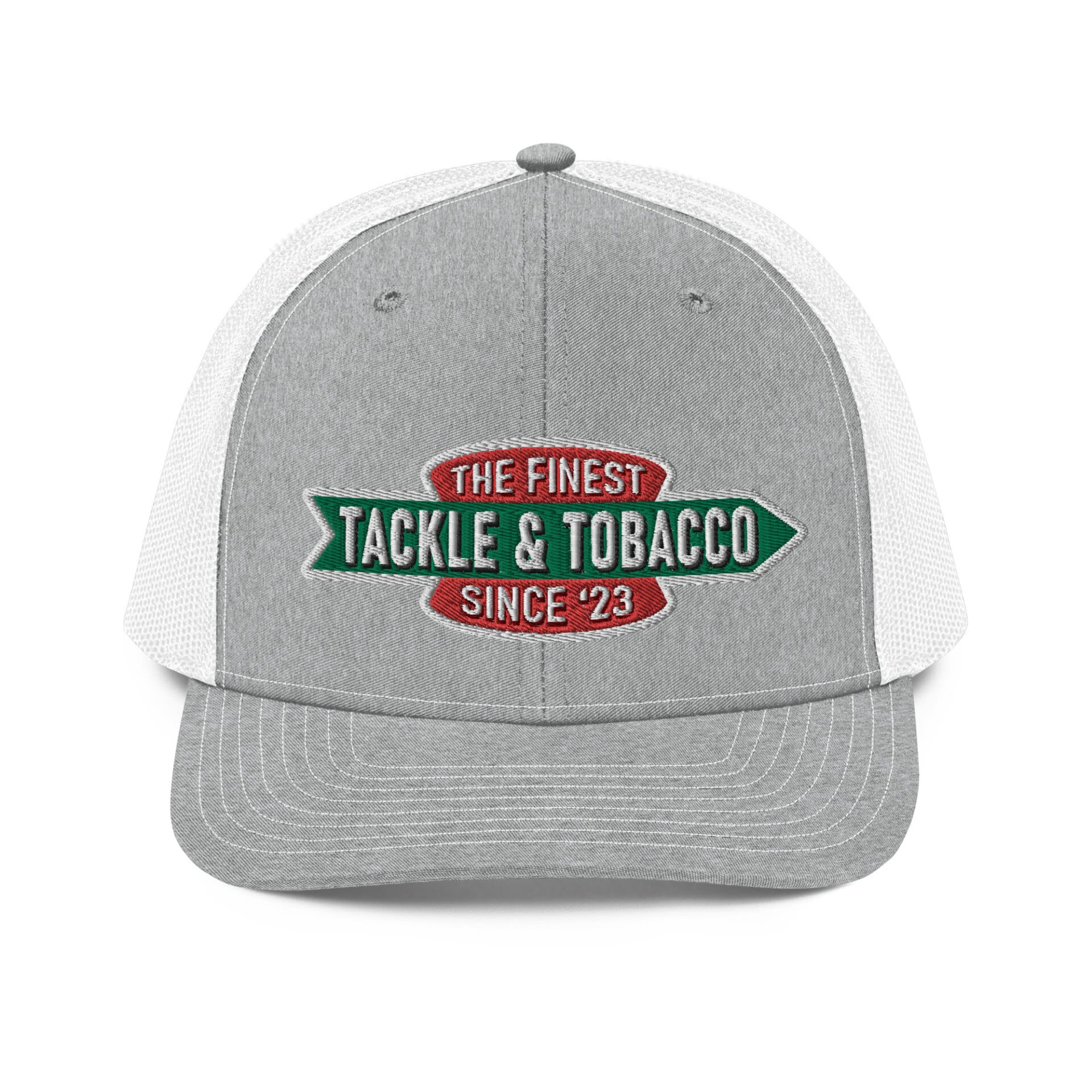 Lure Cigars Tackle &Amp; Tobacco Snapback Hat snapback-trucker-cap-heather-grey-white-front-65a1f539cca6d.jpg