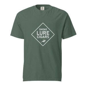 Smoke Lure Cigars Redux T-Shirt unisex garment dyed heavyweight t shirt blue spruce front 659b6c4a0028d