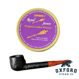 La Rocca Italian Pipe with Lucite Stem + Germain’s Royal Jersey Original Latakia Mixture - Pipe...