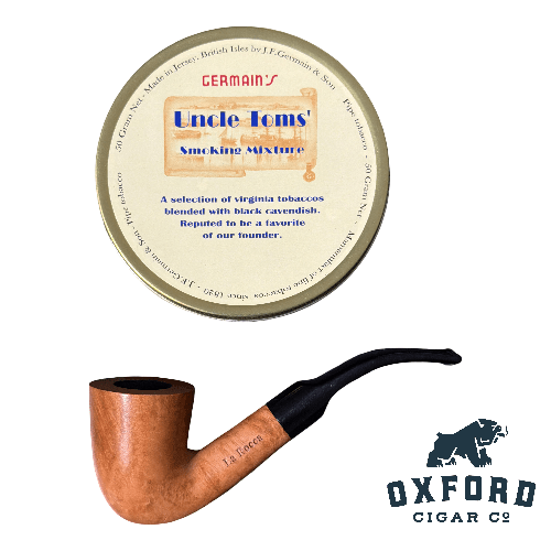 La Rocca Italian Pipe With Lucite Stem + Germain’s Uncle Toms' Smoking Mixture La Rocca Italian Pipe with Lucite Stem + Germain’s Uncle Toms' Smoking Mixture